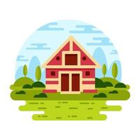 A premium flat illustration of cottage is up for use vector