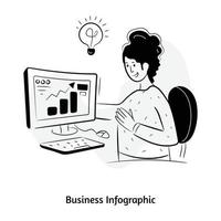 Online analytics, hand drawn illustration of business infographic vector