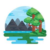 Flat design of riverside landscape is ready for use vector