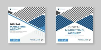 Digital marketing agency square flyer social media post design template vector