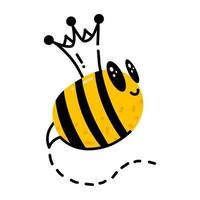 Bee wearing a crown, a flat icon of queen bee vector