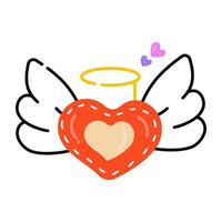 Heart with wings, flat icon of love angel vector