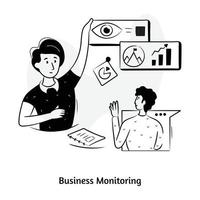 Modern hand drawn illustration of business monitoring vector