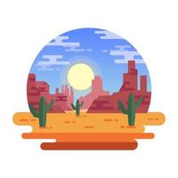 una ilustración plana de moda del desierto salvaje vector