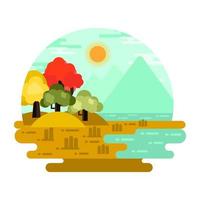 Flat design of riverside landscape is ready for use vector