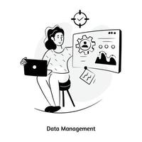 Data management hand drawn illustration, vector design