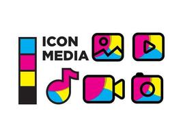 media icon design with CMYK color vector