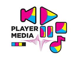 media player icon design with CMYK color vector