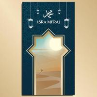 background design in the desert saying isra miraj vertical design vector