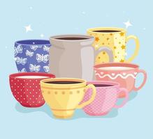 collection of ceramic cups vector