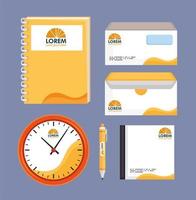 icons of mockup of stationery vector