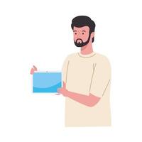 bearded man with tablet vector