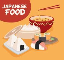 pancarta con comida japonesa vector