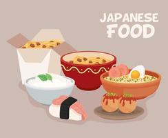 pancarta con comida japonesa vector