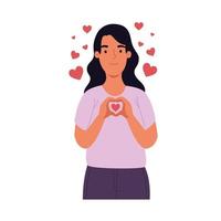 woman doing heart with hands vector