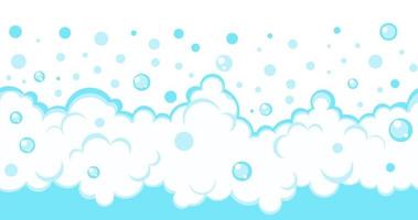 Soap bubbles border. Blue cartoon effervescent suds frame. Vector fizz background illustration.