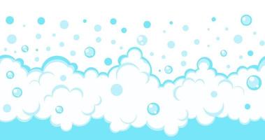 Soap bubbles border. Blue cartoon effervescent suds frame. Vector fizz background illustration.