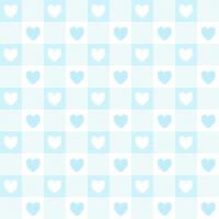 Valentines day gingham seamless pattern. Blue vichy checkered background with hearts. Vector. vector
