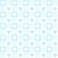 Valentines day gingham seamless pattern. Blue vichy checkered background with hearts. Vector. vector