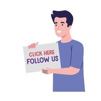 man with follow us label vector