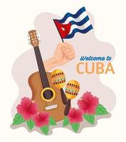 cuban flag and instruments vector