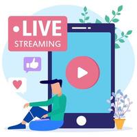 Illustration vector graphic cartoon character of live streaming
