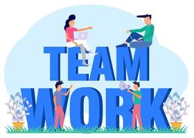 Illustration vector graphic cartoon character of team work