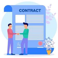 Illustration vector graphic cartoon character of business contract