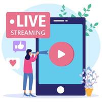 Illustration vector graphic cartoon character of live streaming