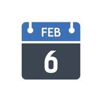 February 6 Date of Month Calendar vector