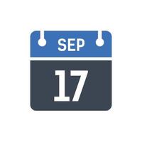 17 de septiembre fecha del mes calendario vector