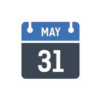 May 31 Date of Month Calendar vector