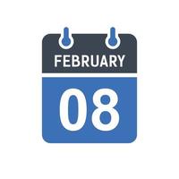 February 8 Calendar Date Icon vector