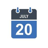 July 20 Calendar Date Icon vector