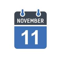 icono de fecha de calendario del 11 de noviembre vector