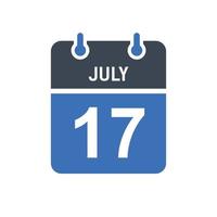 July 17 Calendar Date Icon vector