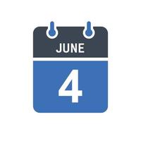 June 4 Calendar Date Icon vector