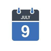 July 9 Calendar Date Icon vector