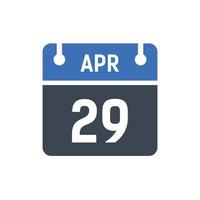 icono de fecha de calendario del 29 de abril vector