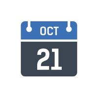 October 21 Date of Month Calendar vector