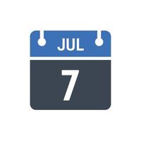 July 7 Date of Month Calendar vector