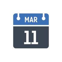 March 11 Calendar Date Icon vector