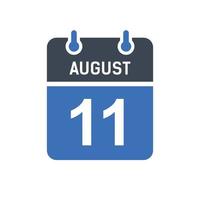 icono de fecha de calendario del 11 de agosto vector