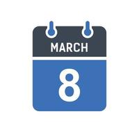 March 8 Calendar Date Icon vector