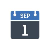 September 1 Calendar Icon, Date Icon vector