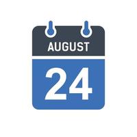 icono de fecha de calendario del 24 de agosto vector