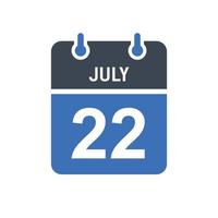July 22 Calendar Date Icon vector
