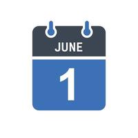 icono de fecha de calendario del 1 de junio vector