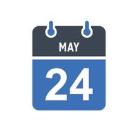 icono de fecha de calendario del 24 de mayo vector
