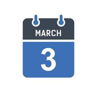 March 3 Calendar Date Icon vector